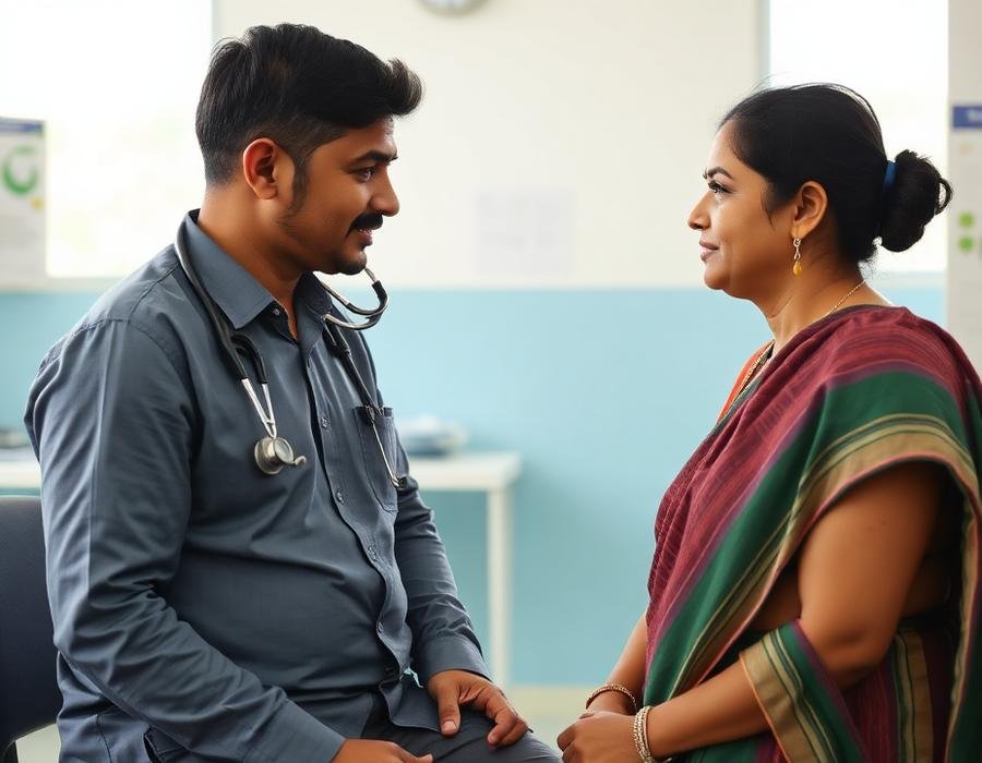 Doctor listening to a patient during a general medicine consultation